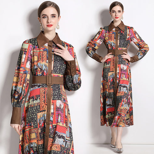 Stylish and Elegant Women's Vintage Floral Classic Collar